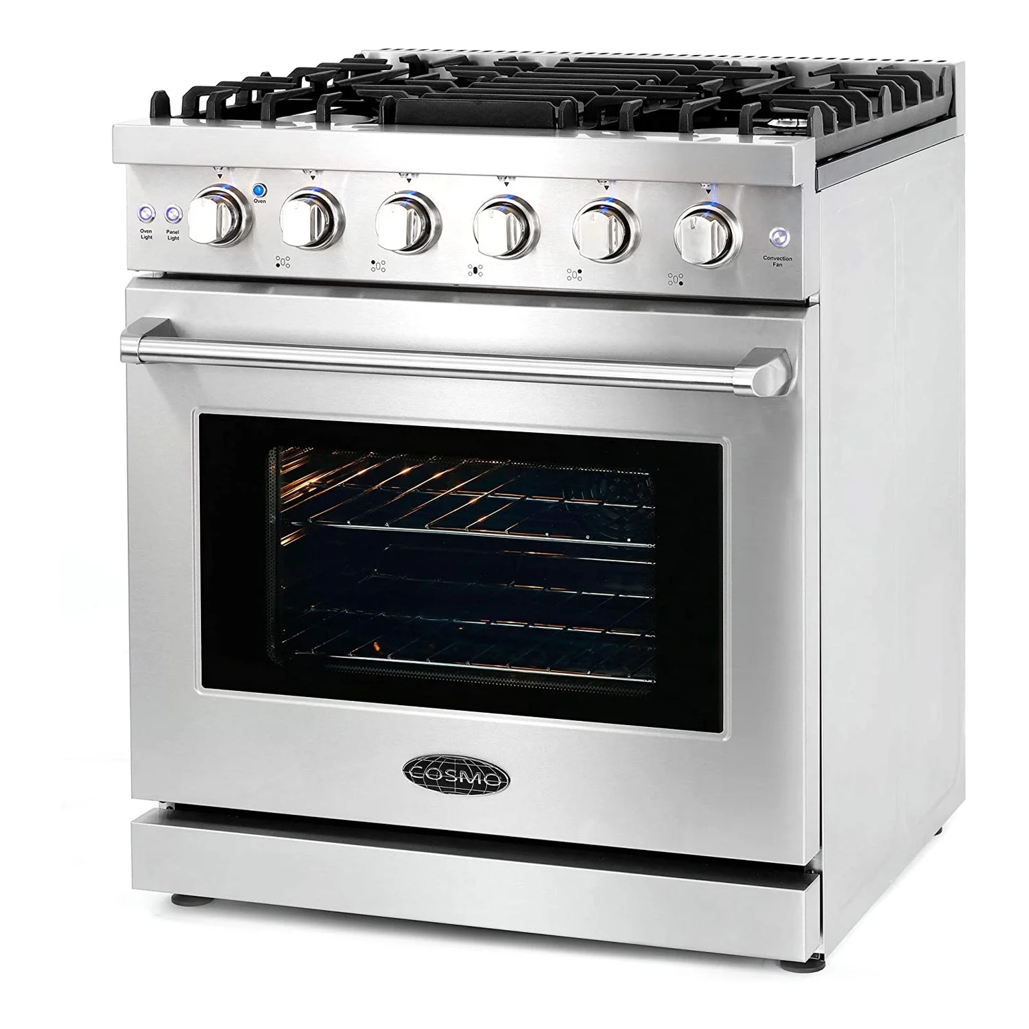 Cosmo 30 Inch 4.5 Cubic Foot Gas Range Convection Oven with 5 Italian Burners