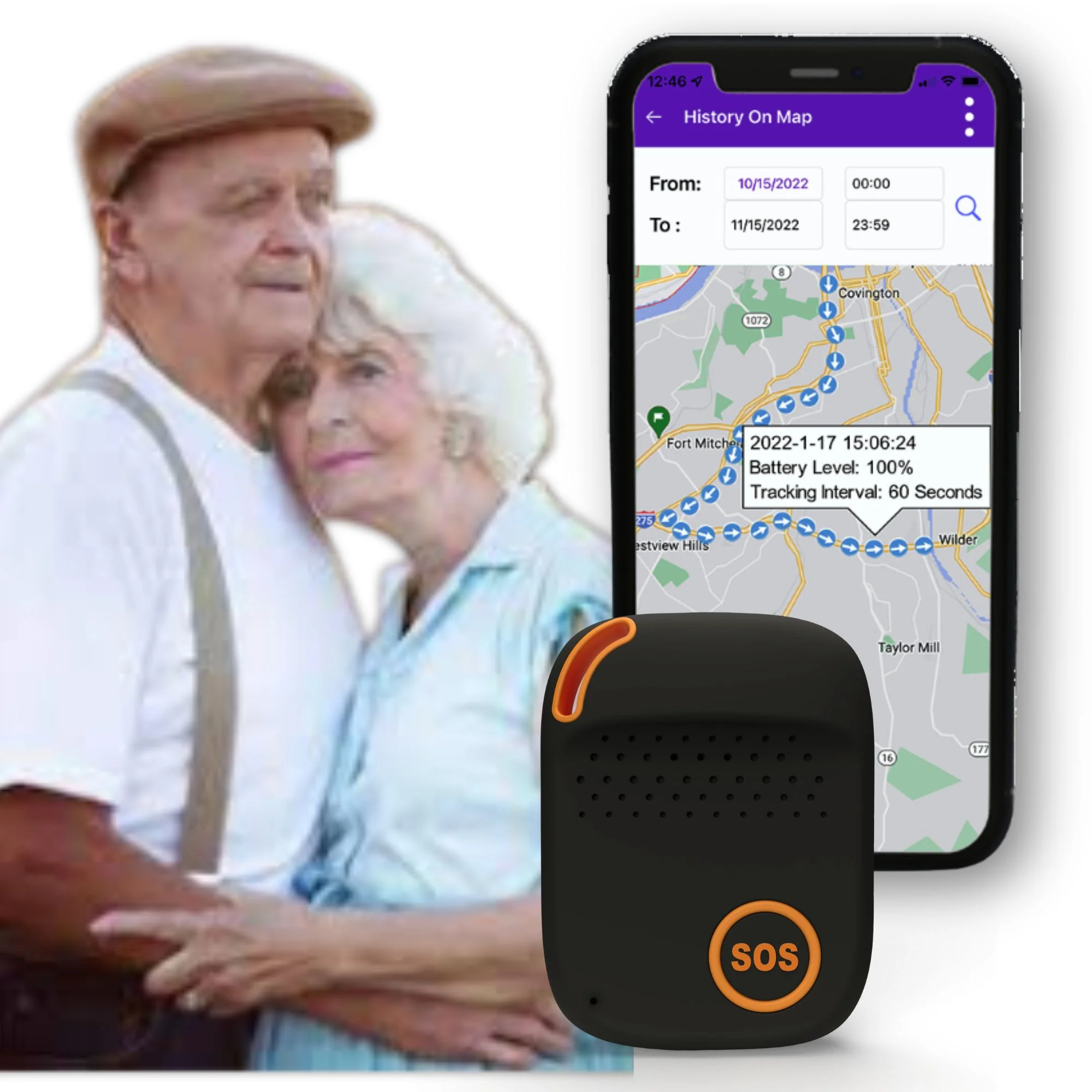 SecuLife Elderly Fall Alert Monitoring , Life Saving SOS Button Senior GPS Tracker, Two Way Auto-Answer Speakerphone