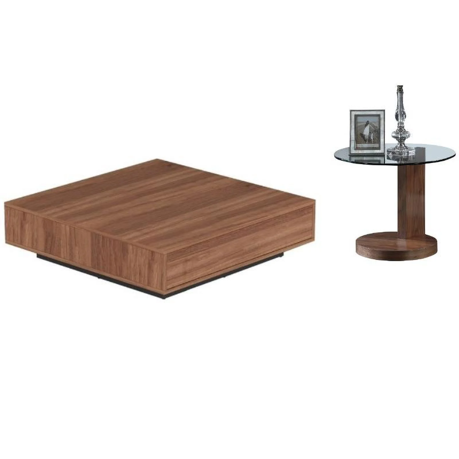 Home Square 2-Piece Set with Cocktail Table and Lamp Table in Walnut