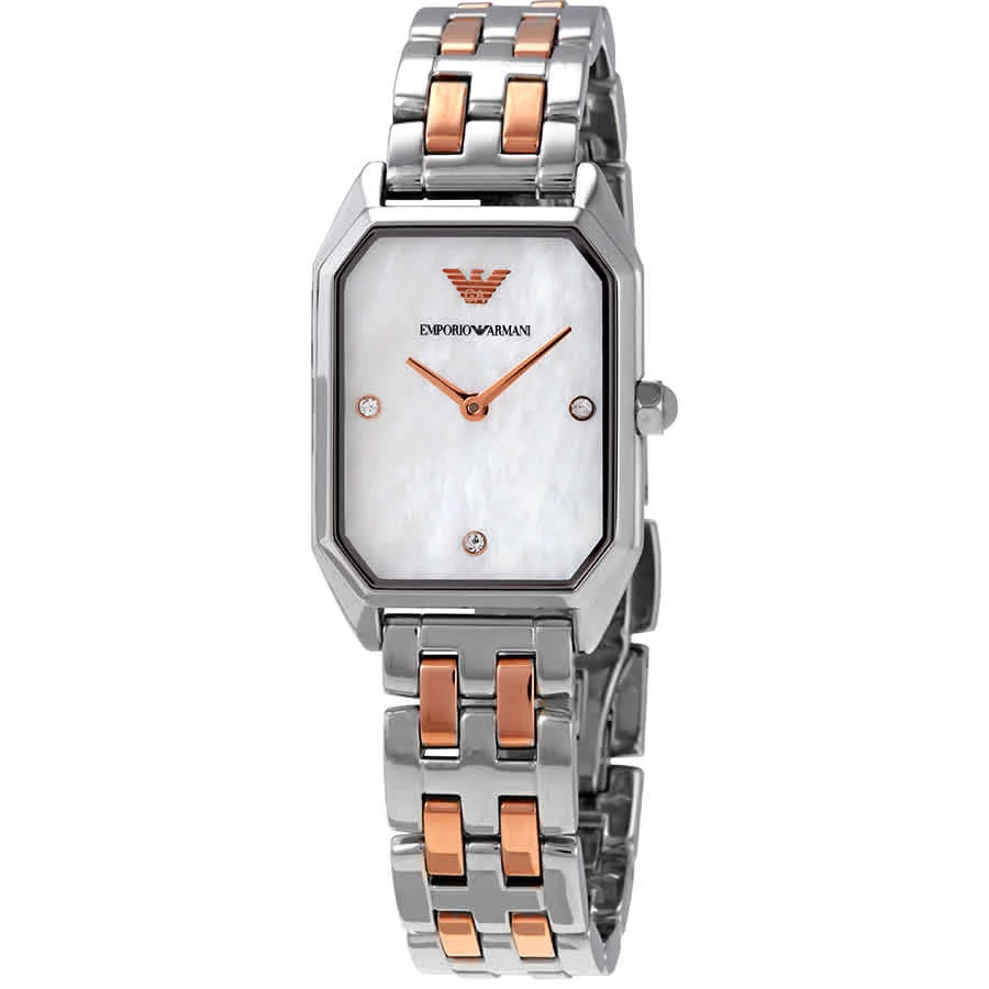 Emporio Armani Giola Quartz Crystal White Mother of Pearl Dial Ladies Watch AR11146