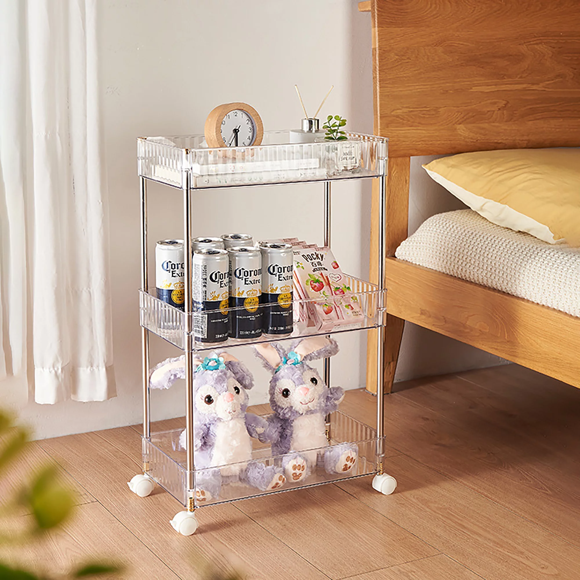 LEZZYRUCK Slim Storage Cart, 3 Tier Bathroom Organizer Mobile Shelving Unit, Rolling Utility Cart Slide Out Organizer for Kitchen, Bathroom, Laundry, Narrow Places