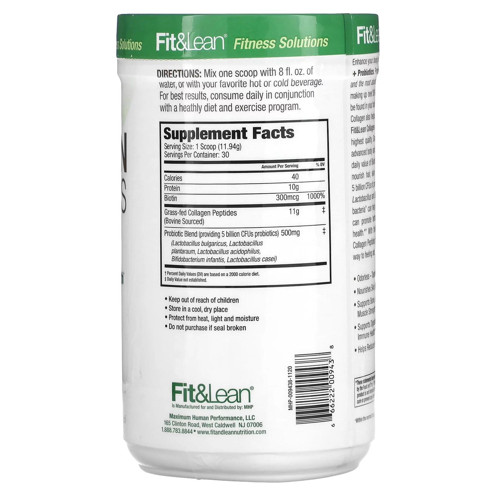 Fit & Lean Collagen + Probiotics 12.6 oz Pwdr