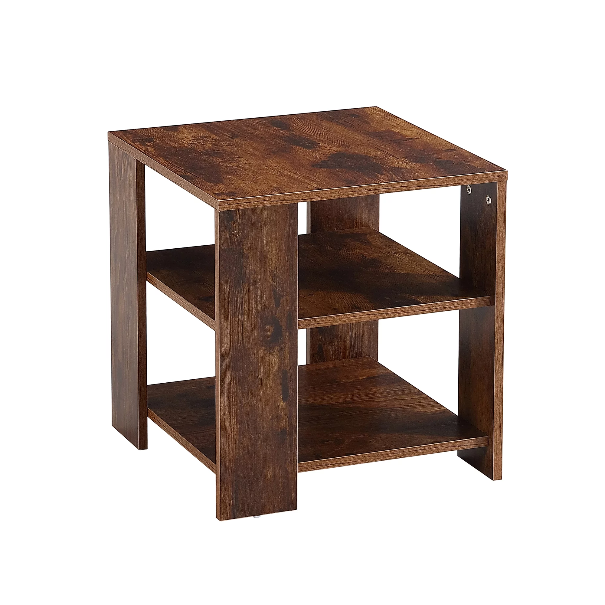 End Side Table, Storage Table with 2 Shelves, Wood Small End Table, Modern Telephone Table, KAMIDA Storage Table Furniture for Home Office Living Room Bedroom, 17.7