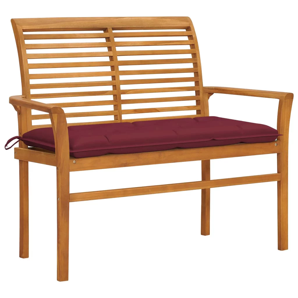 Buyweek Patio Bench with Wine Red Cushion 44.1