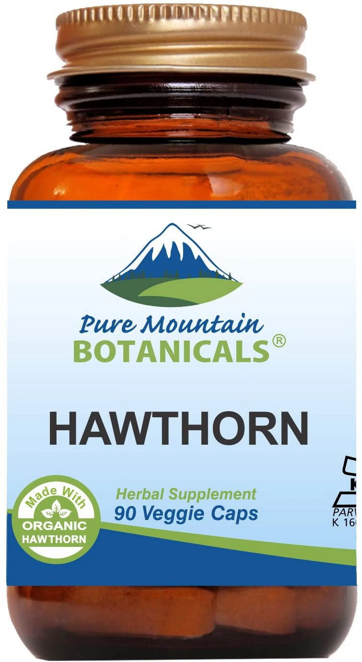 Hawthorn Berry Capsules - 90 Kosher Vegan Caps with 1000mg Organic Hawthorne Berry