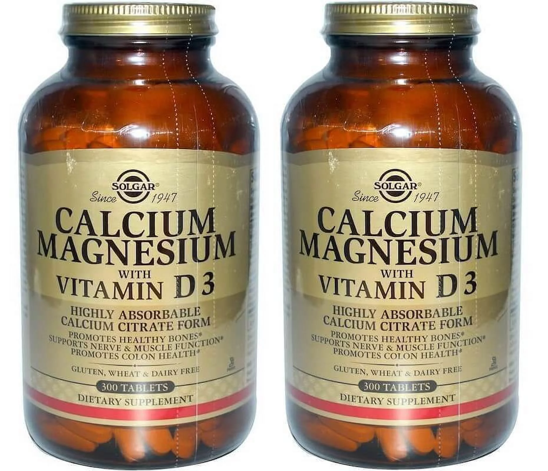 Solgar - Calcium, Magnesium with Vitamin D3, 300 Tablets - 2 Packs