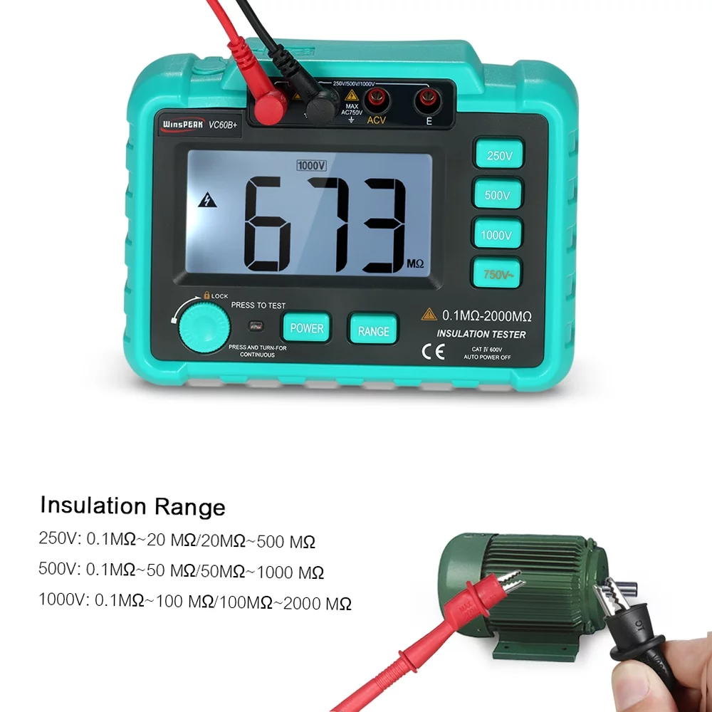 WinsPEAK VC60B+ Insulation Resistance Tester Megohm Meter , Reliable Testing for Electrical Safety