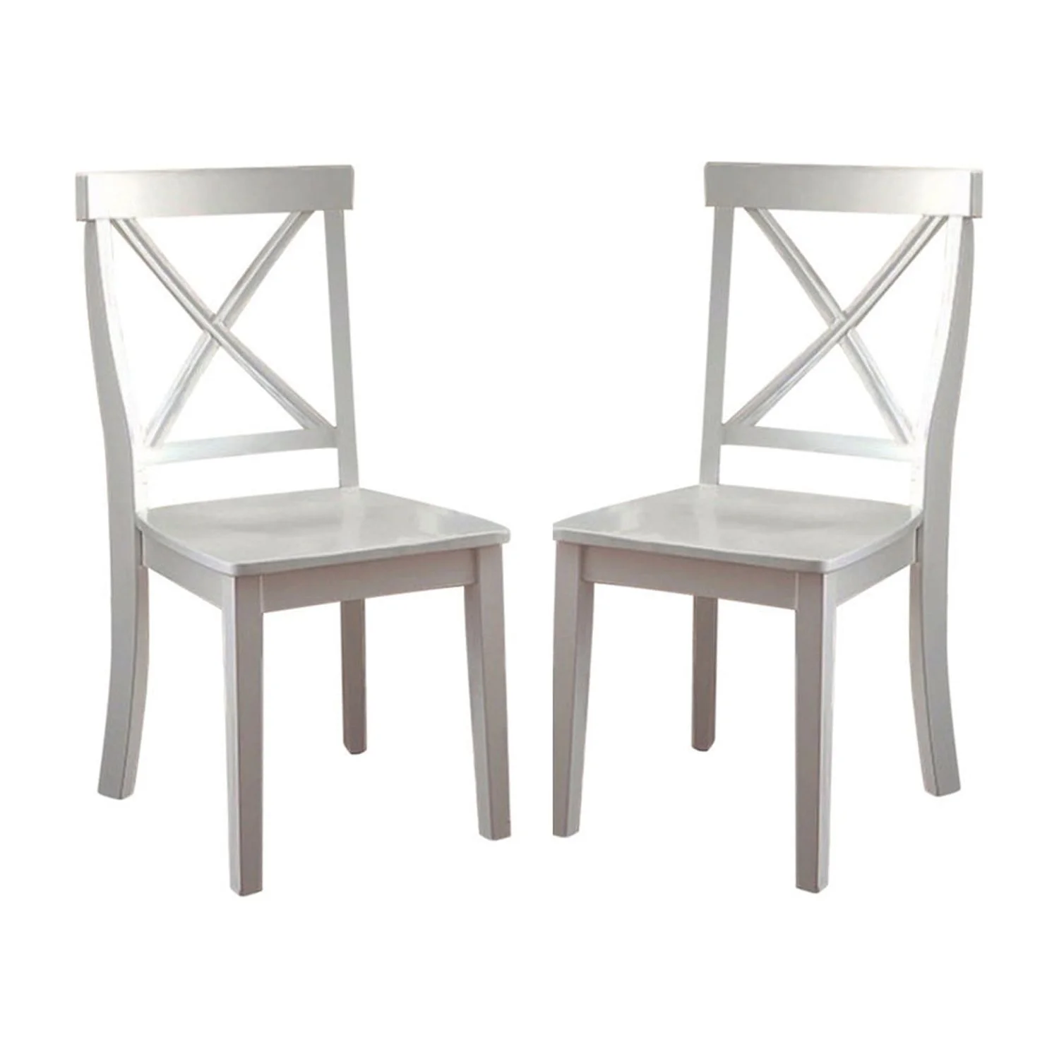 BenJara Wooden Armless Side chair, White, Pack of 2