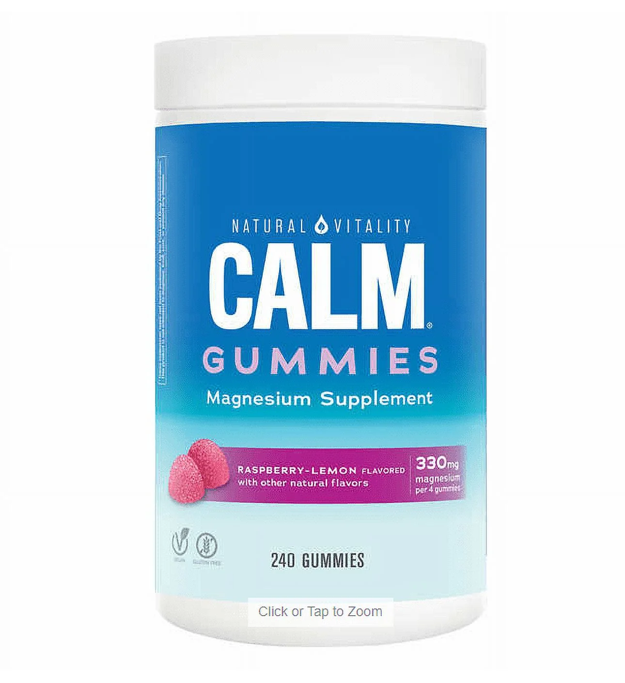 Natural Vitality Calm Magnesium Citrate, Raspberry-Lemon Flavored  240 Gummies