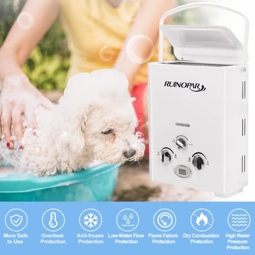 Portable Water Heater Propane Tankless - 6L 1.58GPM RV on demand Hot Gas Outdoor Digital Display Water Heater for Camping,Boat,Cabins(black)