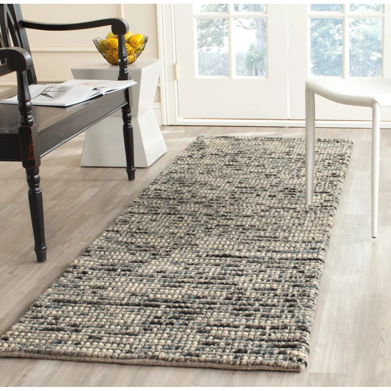 SAFAVIEH Bohemian Nel Transitional Braided Striped Area Rug, Grey/Multi, 4' x 6'