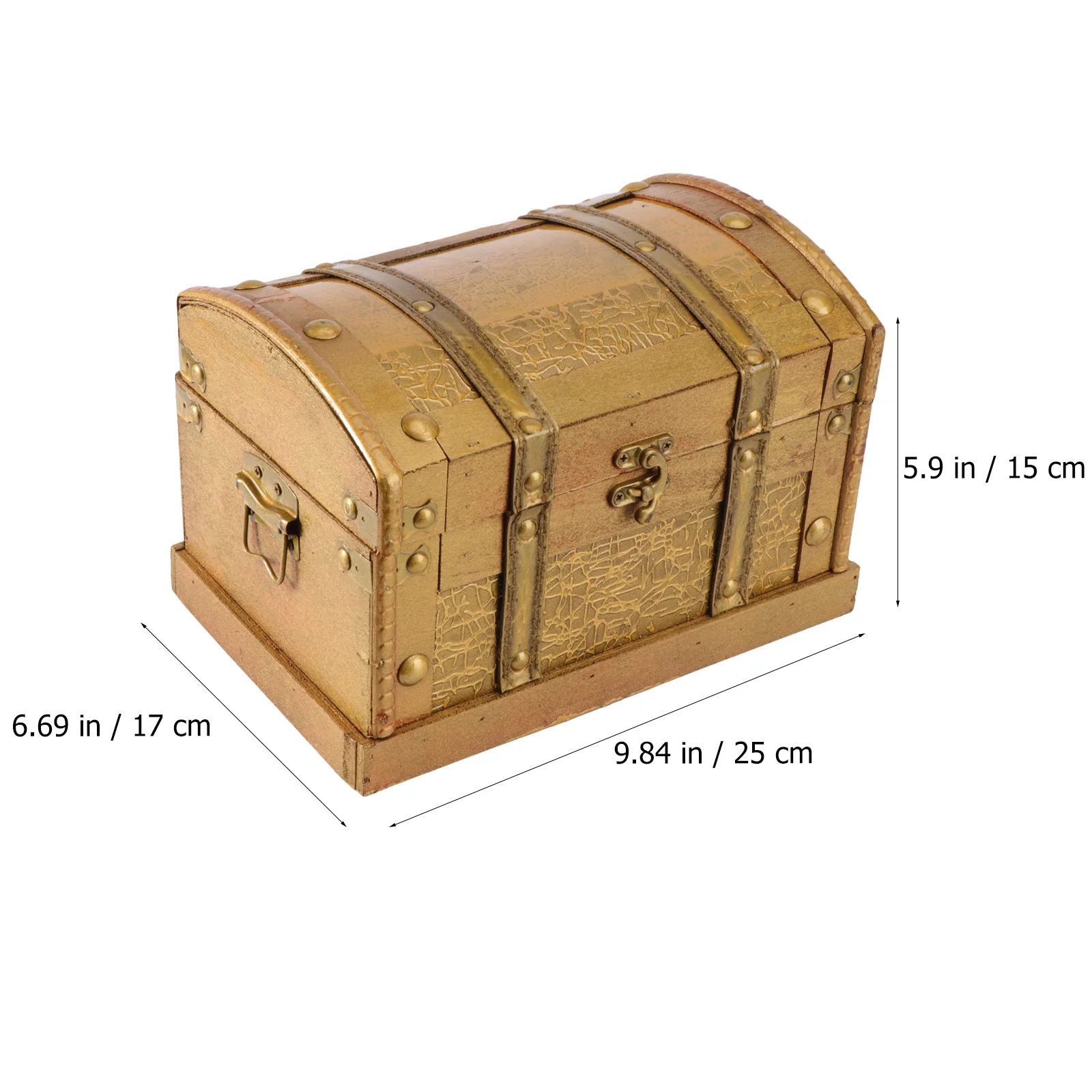 Retro Wooden Pirate Treasure Chest Box Jewelry Storage Organizer Trinket Keepsake Treasure Case Decor Without Lock Size S