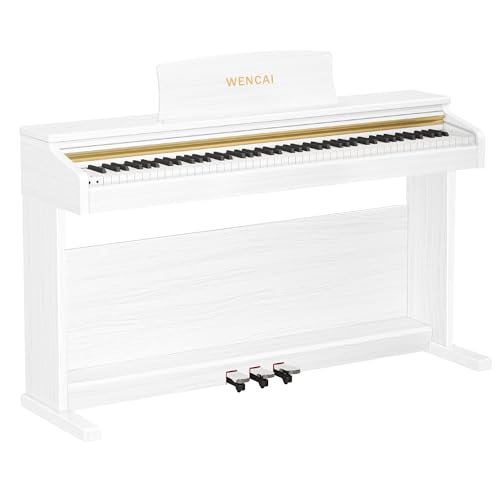 88 Keys Digital Piano Hammer Action Weighted Keyboard Piano, Full Size Upright Electric Piano, Wooden Electronic Piano for Beginner Professional, MIDI-USB Support, 3 Pedals, White