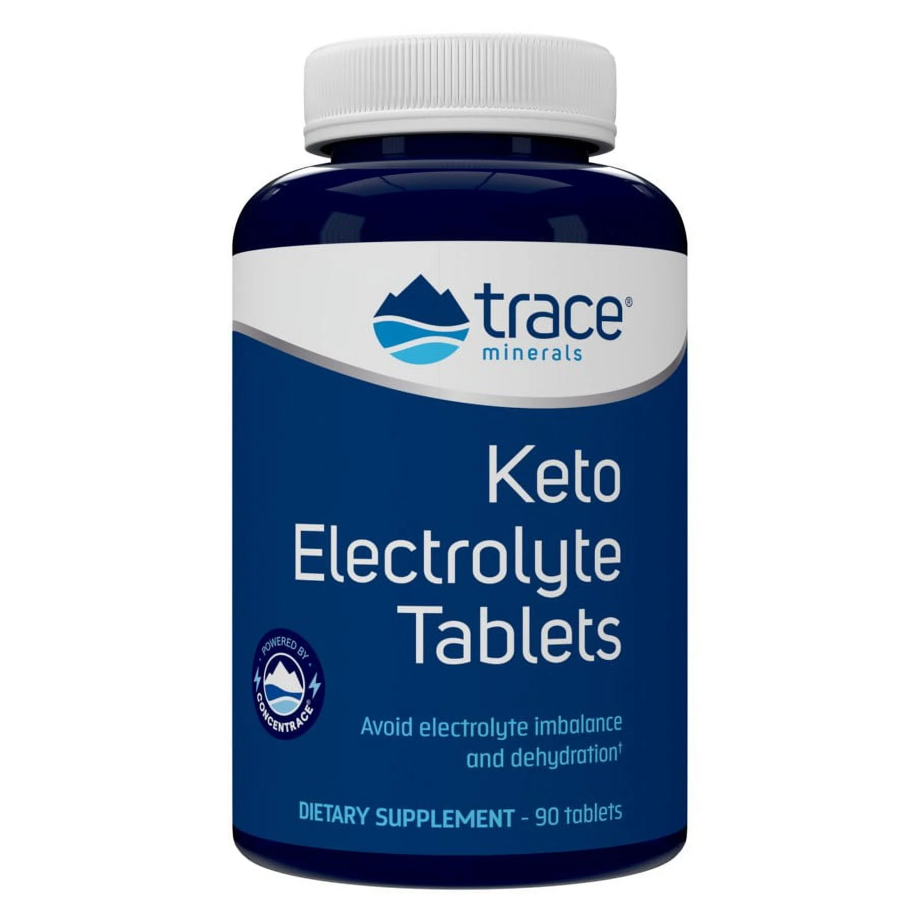 Trace Minerals Keto Electrolyte Tablets, for Dehydration, Muscle Cramps, Electrolyte Imbalance, Gluten Free, Vegan, 15 Servings