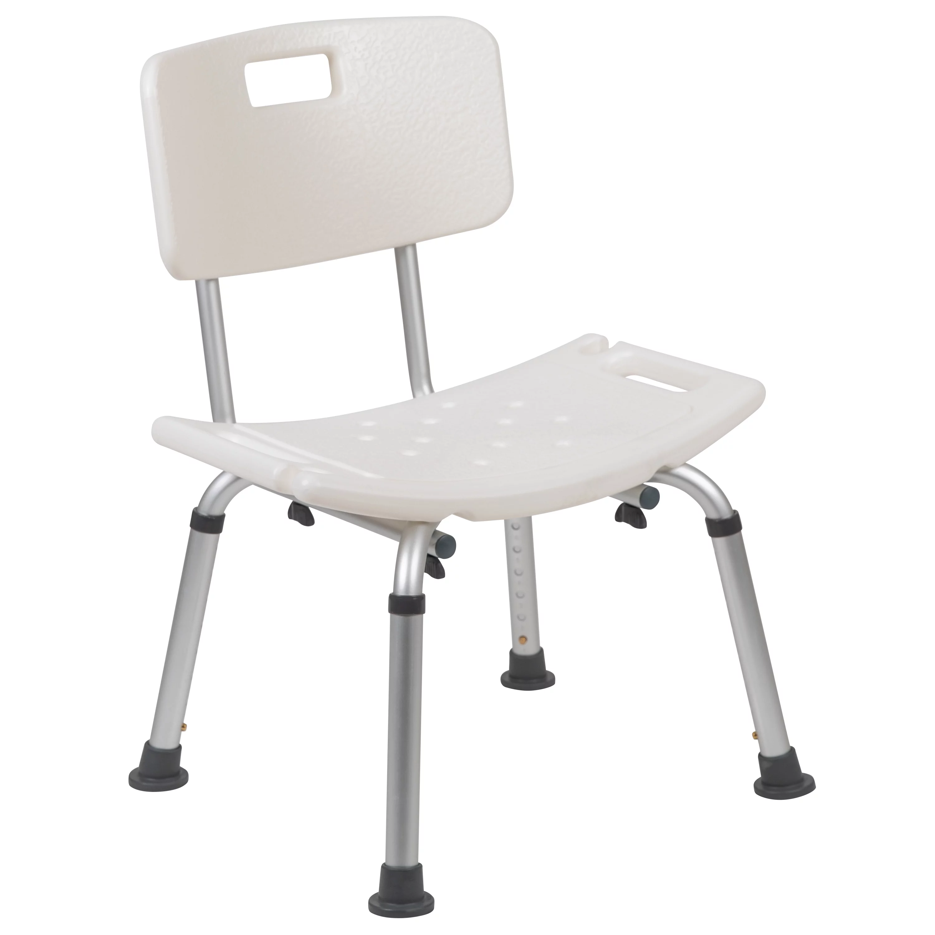 Emma + Oliver Tool-Free 300 Lb. Capacity, Adjustable White Bath & Shower Chair with Back
