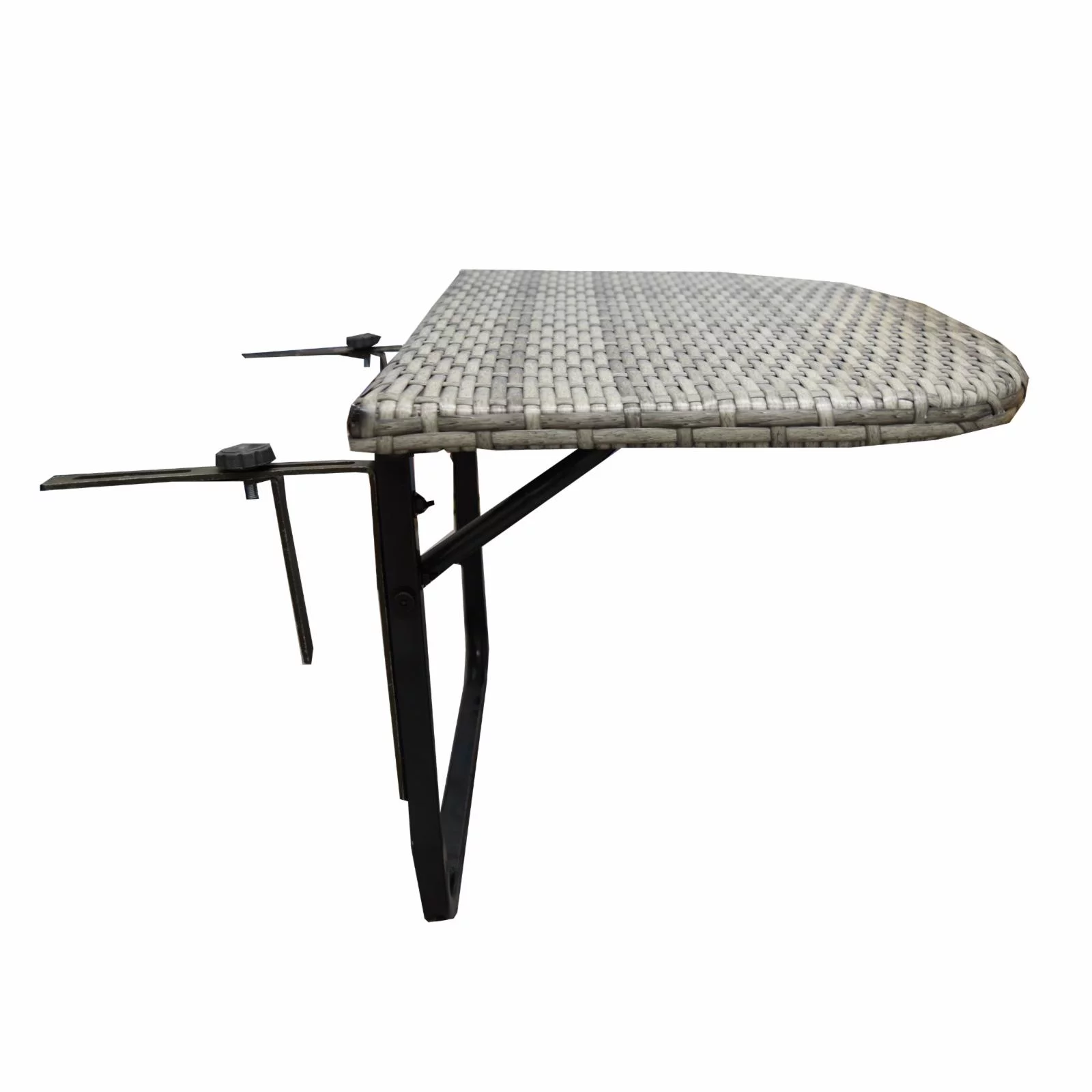 Oakland Living Wicker and Metal Indoor/Outdoor Foldable Balcony Table with Adjustable Clamps - Black