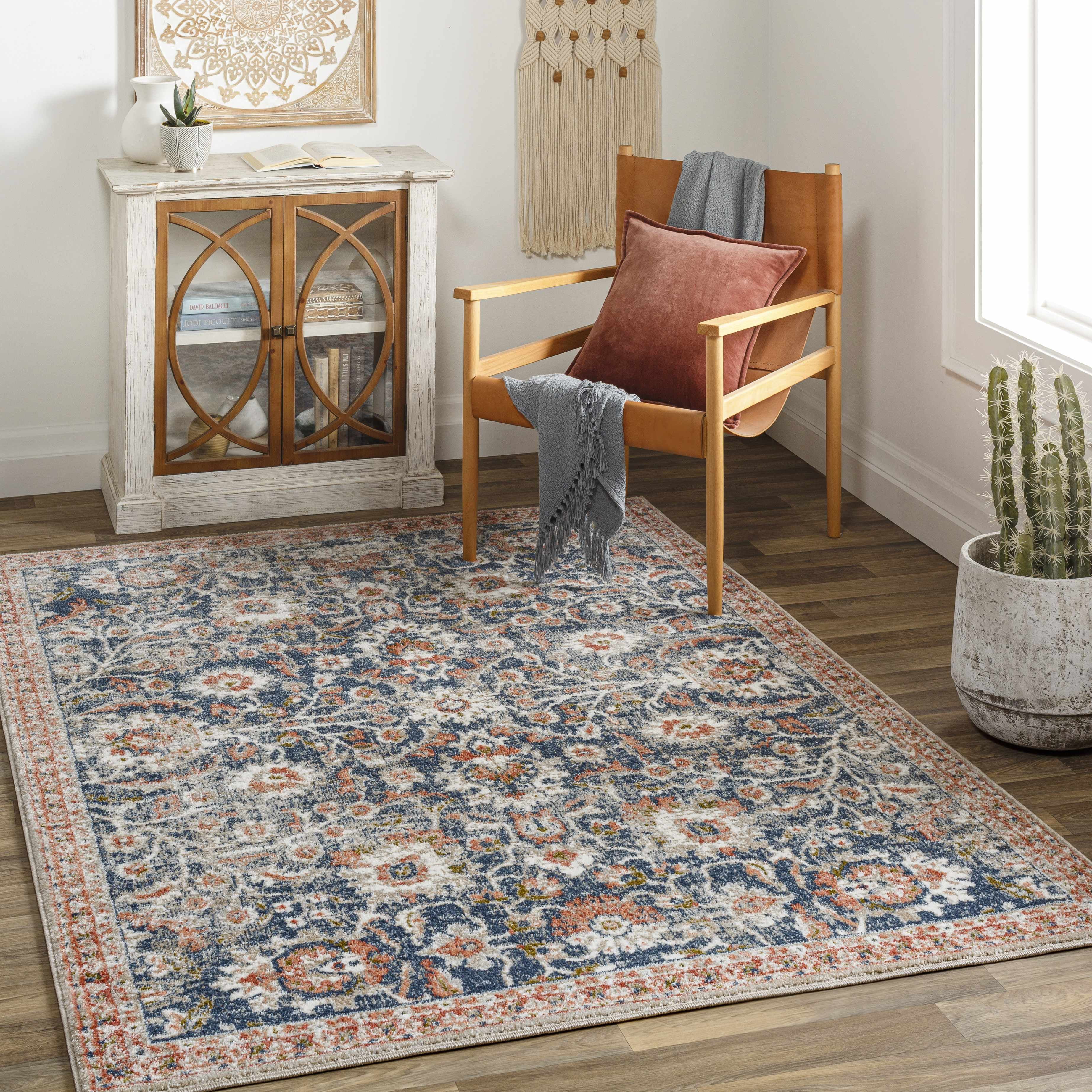 Hauteloom Dinahican Living Room, Bedroom Area Rug - Traditional - White, Multi, Gray - 6'7