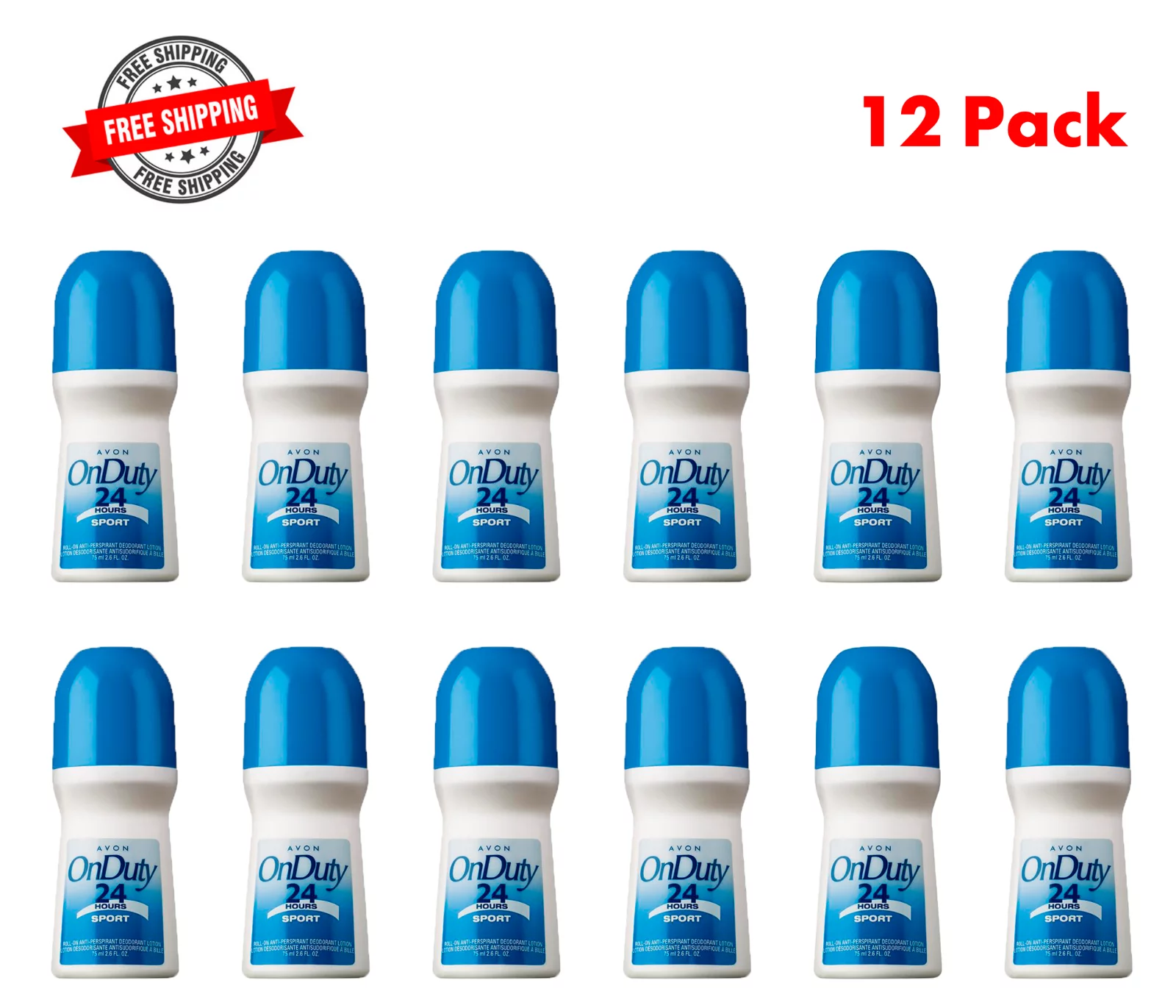 Avon On Duty Sport 24 Hour Roll-on Antiperspirants Deodorant 2.6 fl oz {12 Pack}