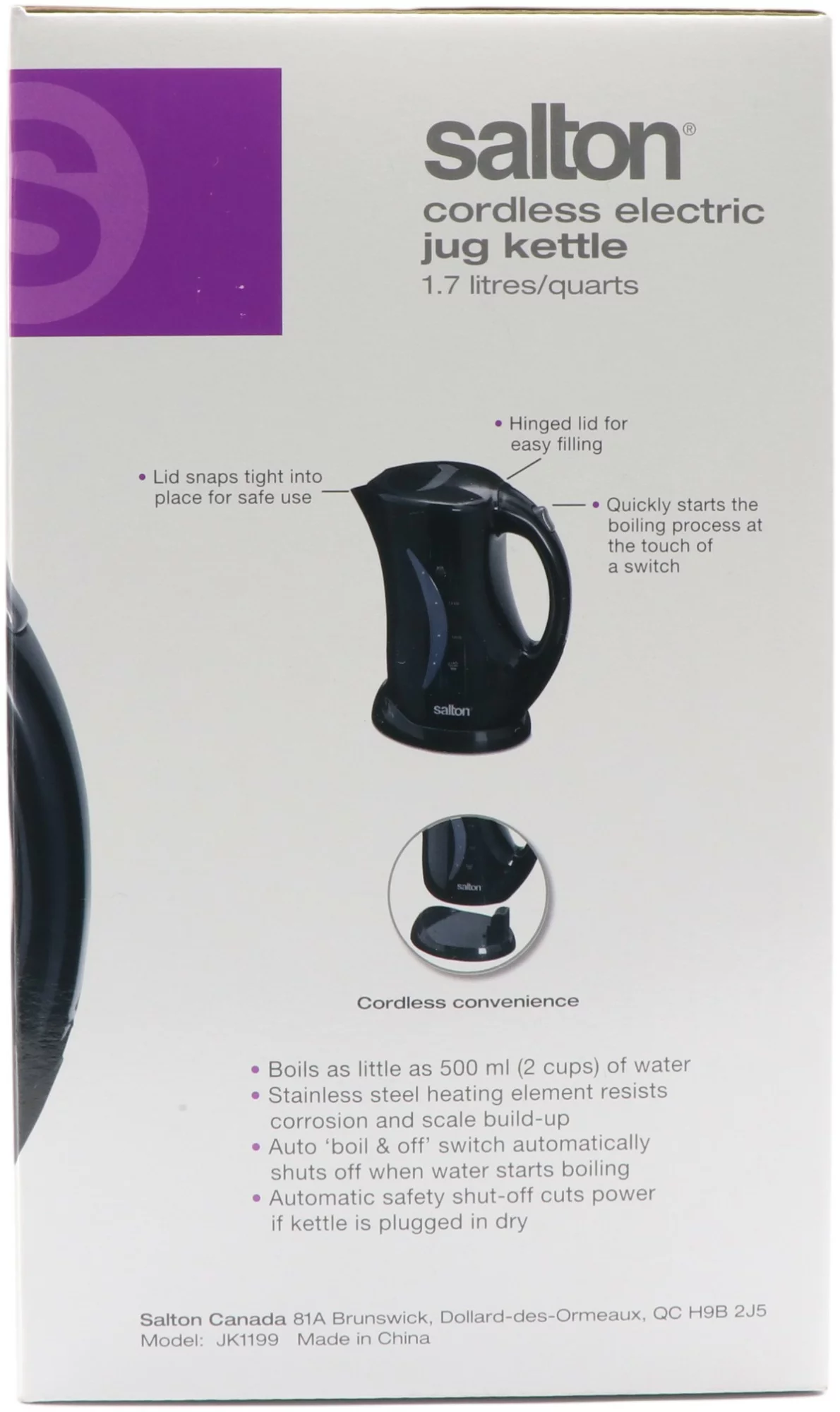 Salton Cordless Jug Kettle 1.7 Liter, JK1199, Black