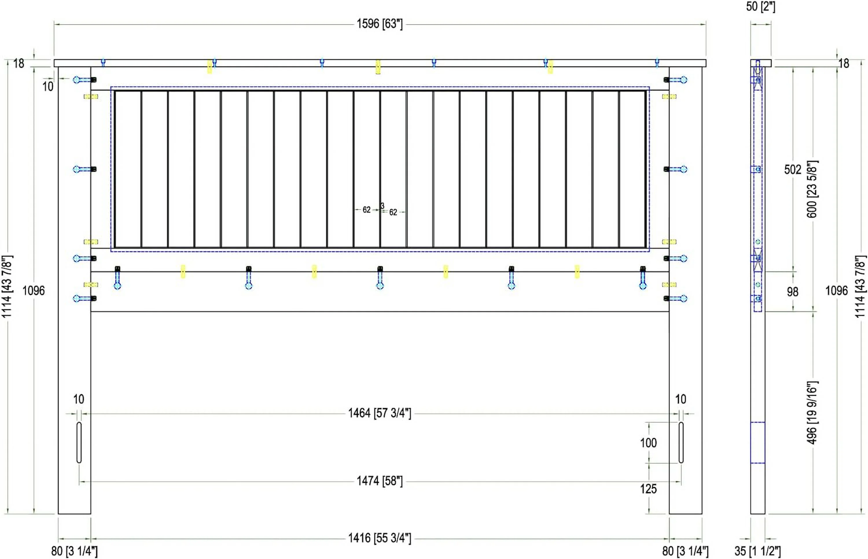 Wainsco Wood Panel Headboard In Black - Queen Size
