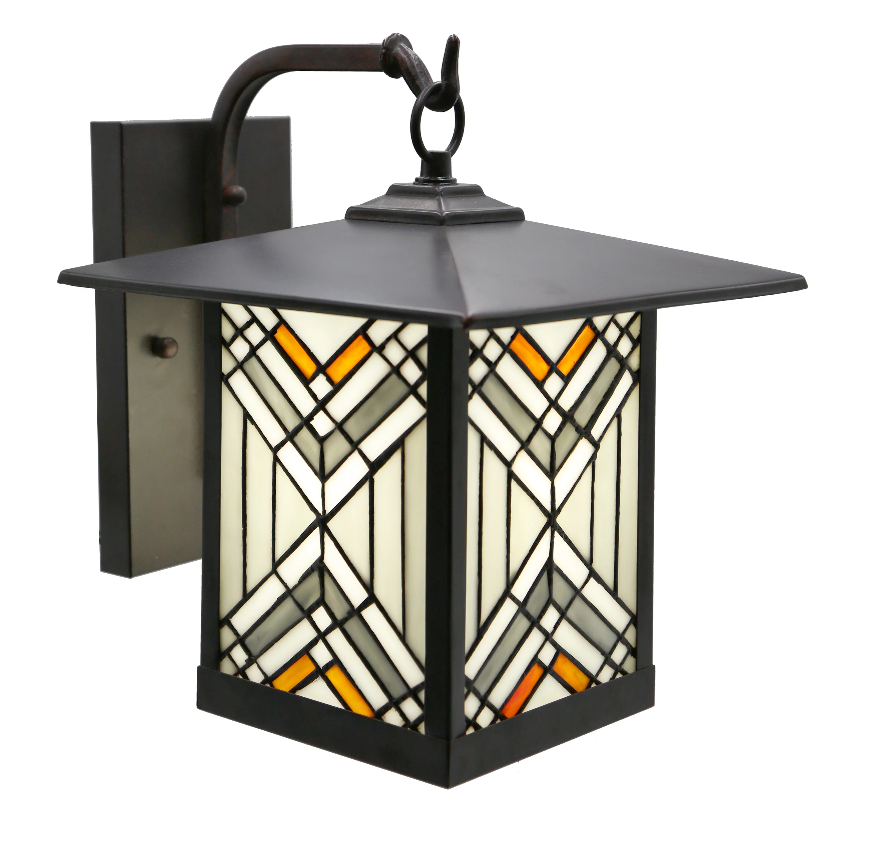 River of Goods Mission Hill 1-Light Bronze Outdoor Mission Stained Glass Wall Sconce