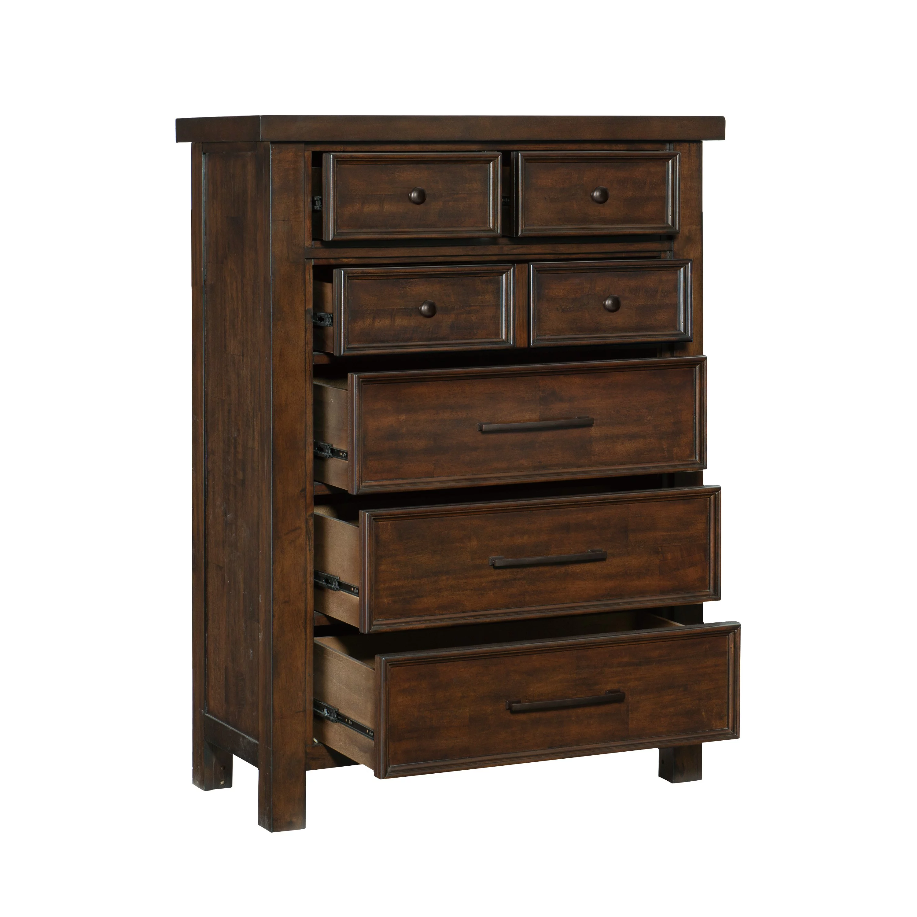 Dcenta Bedroom Brown Finish 1pc Chest of Drawers Mango Veneer Wood Transitional Furniture