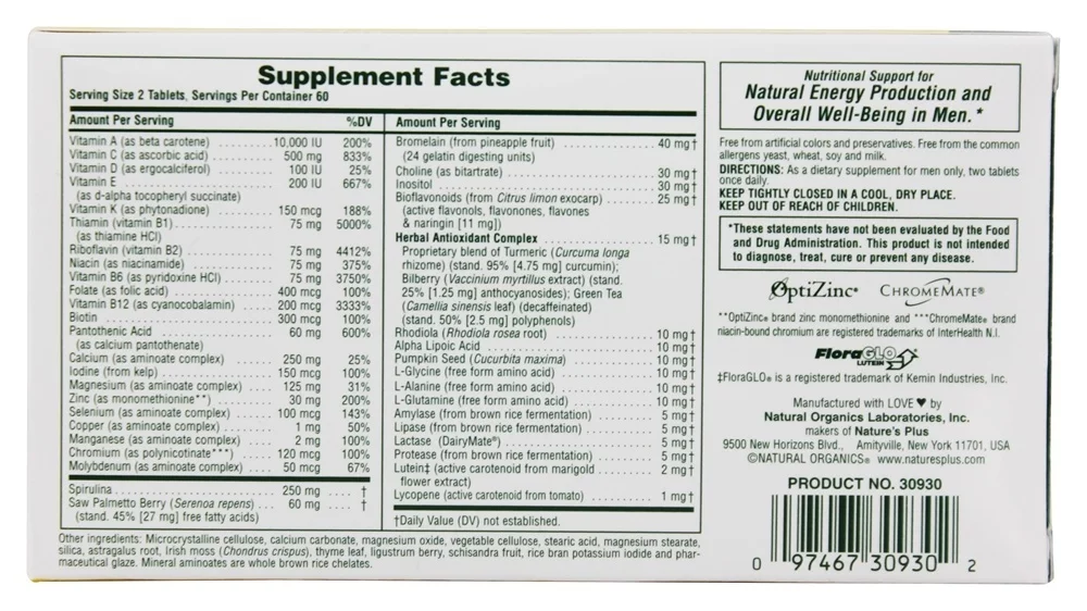 Nature's Plus - Source of Life Men Iron-Free - 120 Tablets