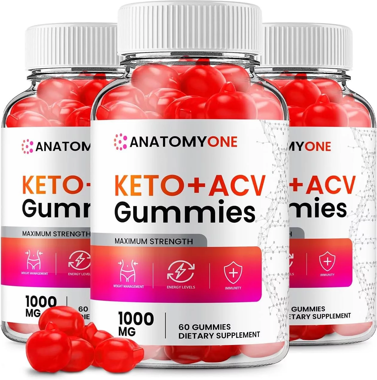 3 Pack Anatomy One ACV Gummies AnatomyOne ACV Advanced Formula Plus Apple Cider Vinegar Keto Gummies Dietary Supplement B12 Beet Root Juice Men Women 180 Gummies