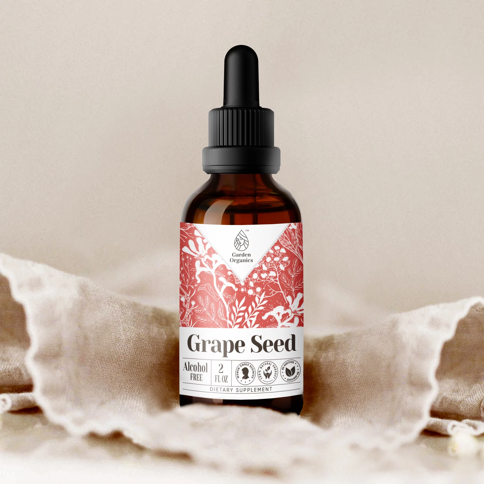 Garden Organics Grape Seed Tincture Alcohol-FREE Extract, Organic Grape (Vitis vinifera) Dried Seed 2 oz