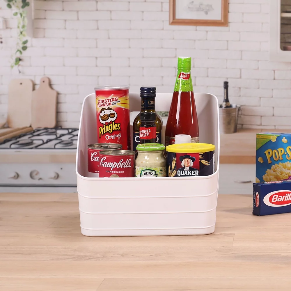 Mainstays Flexible Plastic Closet Bin, White, 4 pack