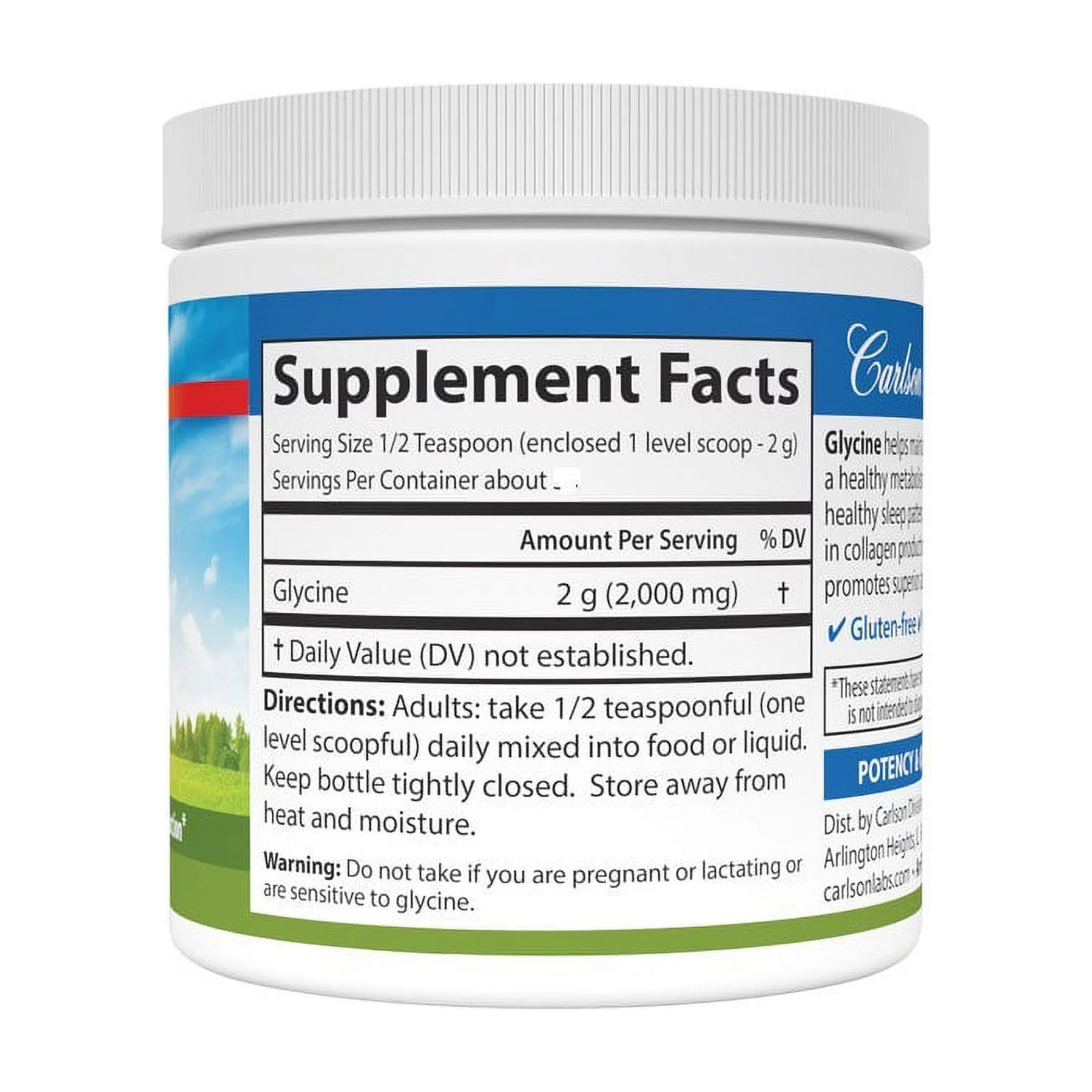 Carlson Laboratories Glycine Powder 500 grams Powder