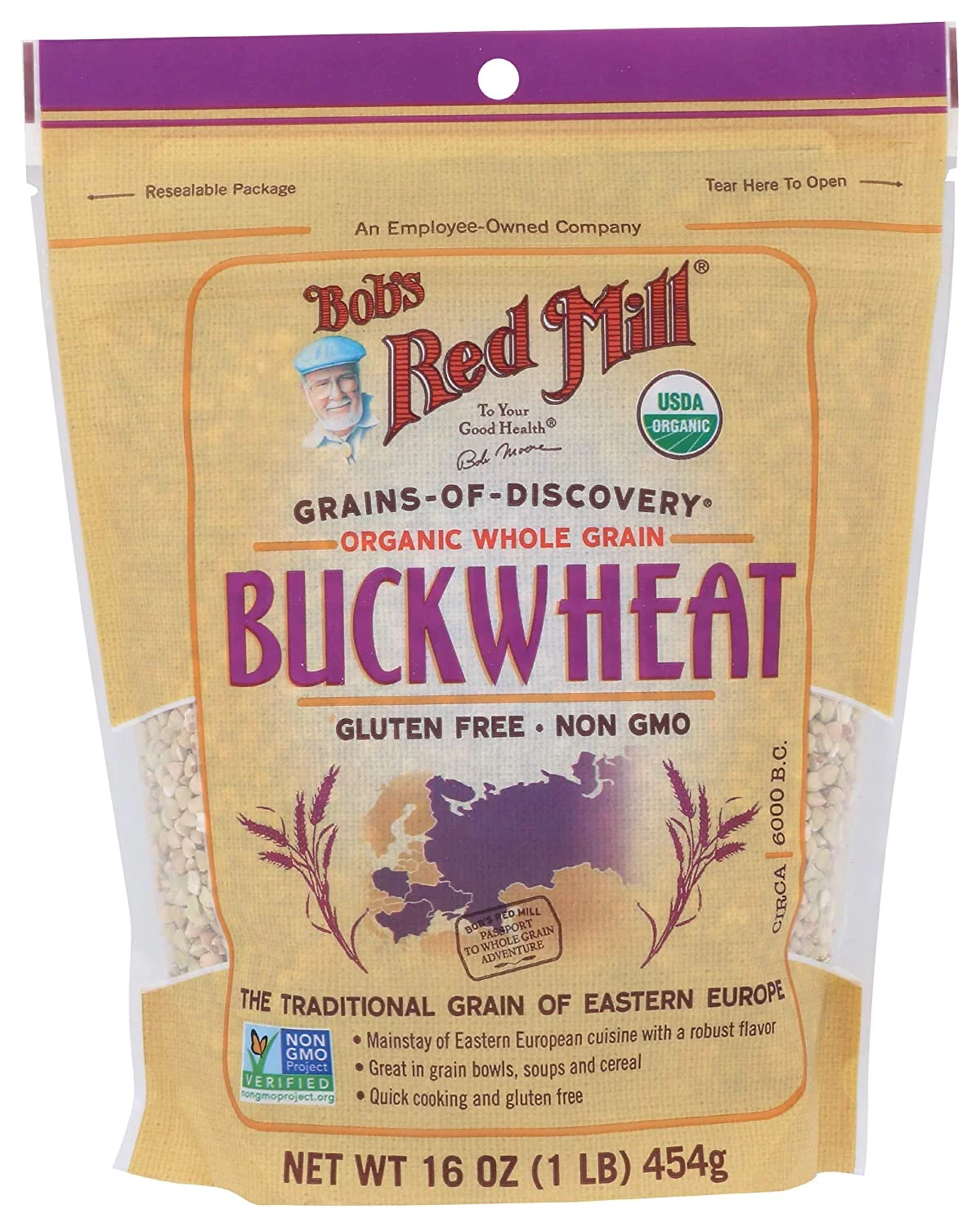 Bob's Red Mill Organic Buckwheat Groats -- 16 oz Resealable Pouch Pack of 2