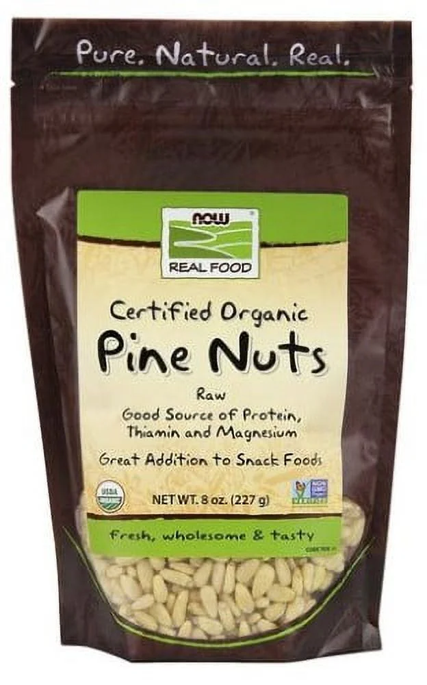 NOW Foods, Certified Organic Pine Nuts, Raw and Non-GMO, 8-Ounce (Packaging May Vary)