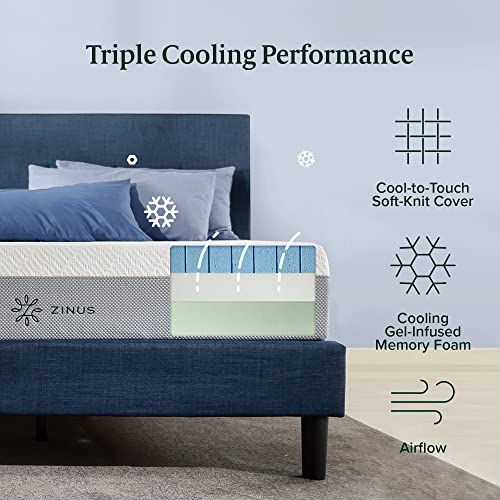 ZINUS 10 Inch Ultra Cooling Gel Memory Foam Mattress, Queen, Cool-to-Touch Soft Knit Cover, Pressure Relieving, CertiPUR-US Certified, Mattress in A Box, All-New, Made in USA