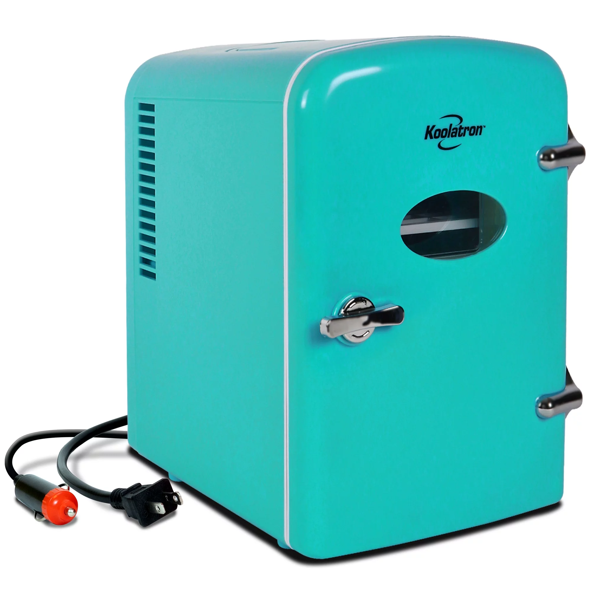 Koolatron Retro Mini Portable Fridge, 4L Compact Refrigerator Personal Cooler, Aqua