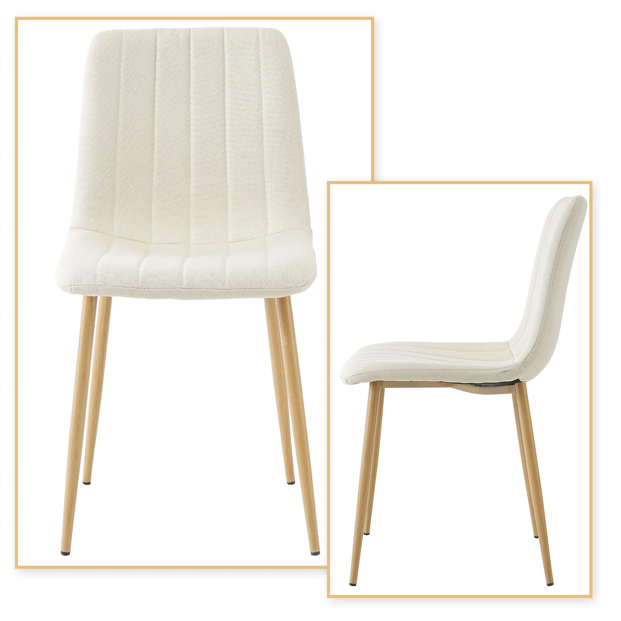 Minimalist and Comfy Velvet Fabric Upholstered Dining Chair Set of 4 with Metal Legs for Living Room, Dining Room, Light Beige