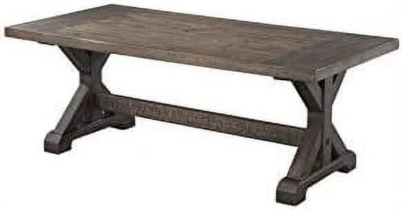 Flynn Trestle Coffee Table Transitional/Walnut/Rubber Solid Wood
