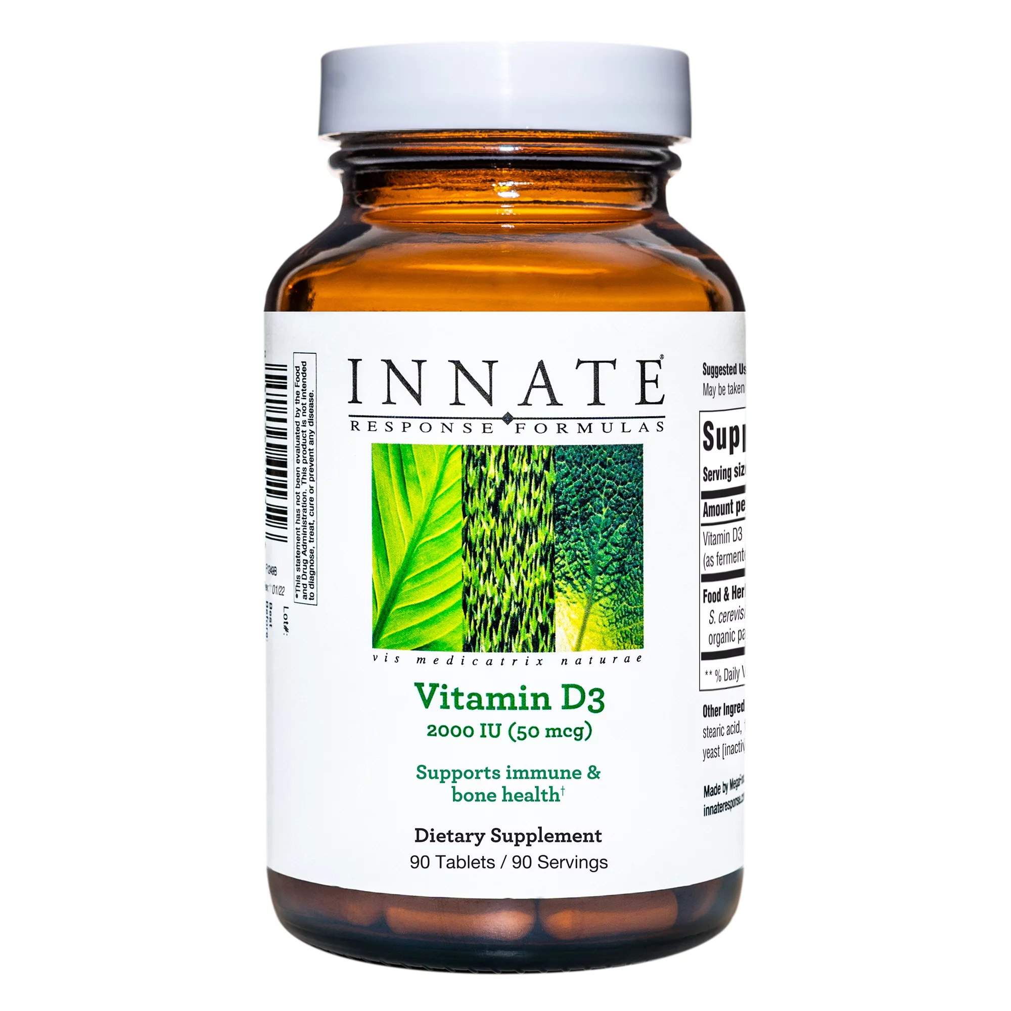 INNATE Response Formulas Vitamin D3 2000 IU (50 mcg) - Vitamin Supplement to Support Immune and Bone Health - Vegetarian, Non-GMO, and Kosher - Made Without 9 Food Allergens - 90 tablets (90 Servings)