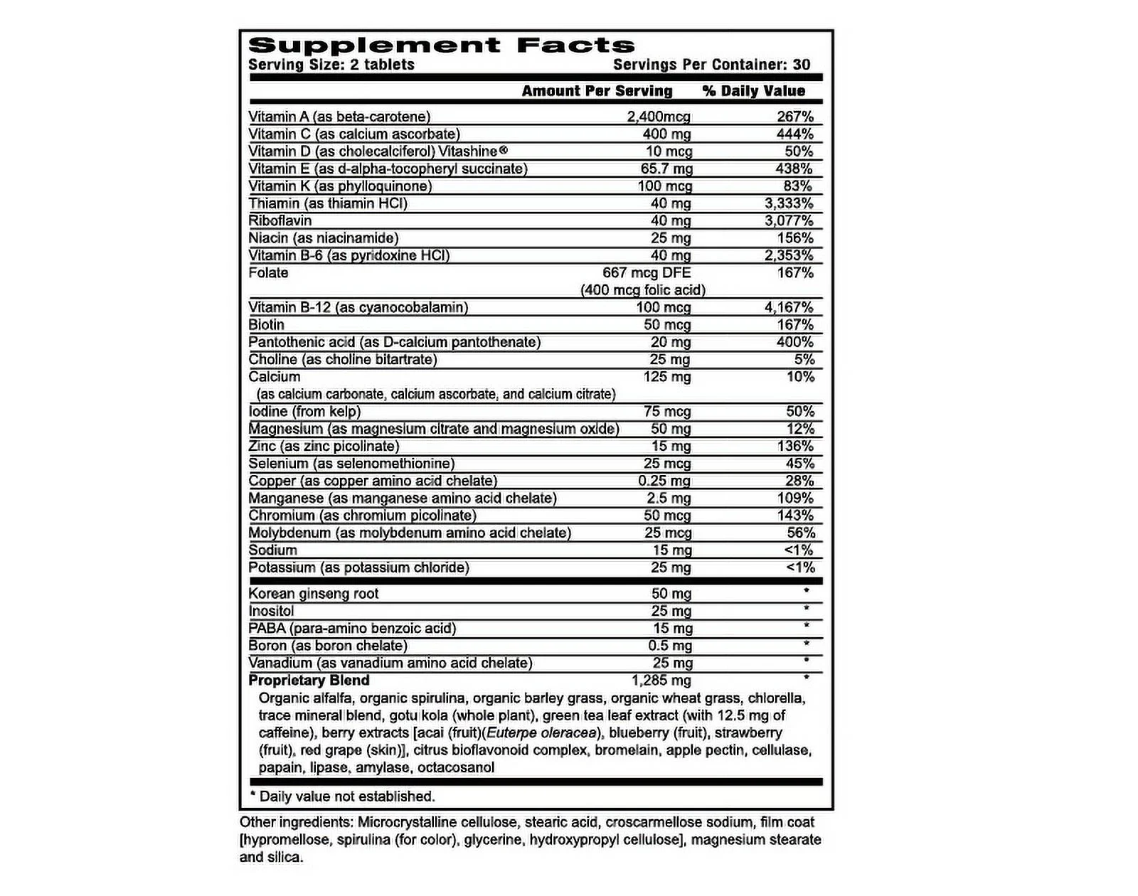 Life's Fortune Life's Energy Advanced Multi-Vitamin and Mineral Non-GMO - Super Greens - ORAC Berries - AntiOxidants - Enzymes - Iron Free - GMP Tested, 120 Veggi Tablets