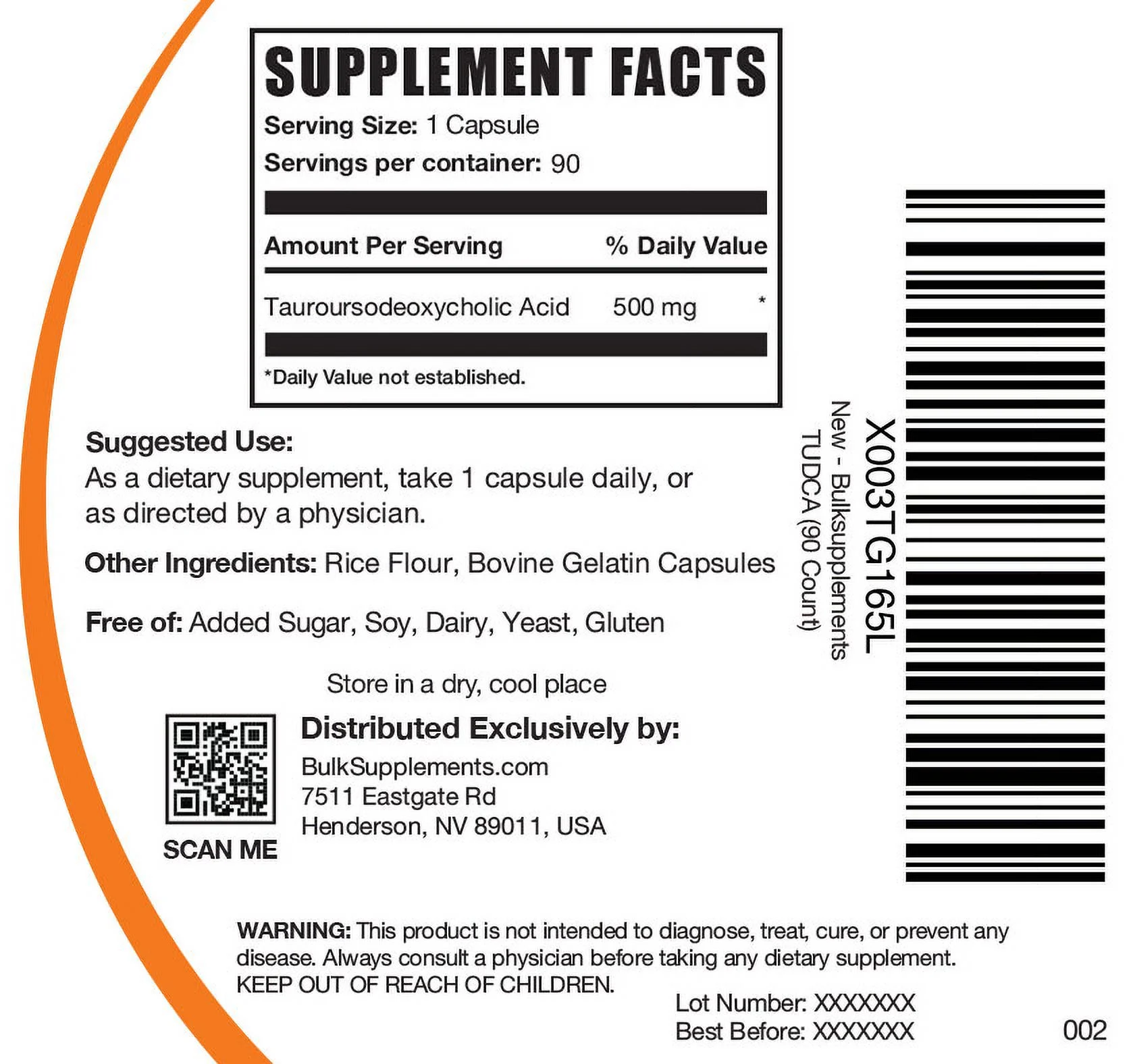 BulkSupplements.com TUDCA Capsules, 500mg - Brain, Vision, & Liver Support Supplements (90 Capsules - 90 Servings)