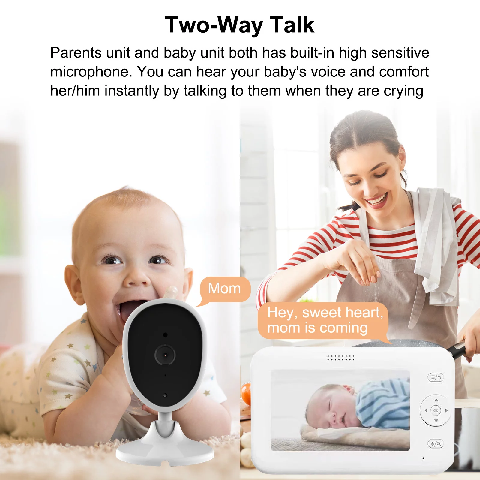 Arealer Wireless Monitor Video Monitor for Monitor with 4.3 Inch TFT LCD Screen Room Detection Motion Detection IR Functions Built-in Lullabies