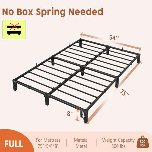 GarveeHome 10 Inch Full Tool-Free Bed Frame, Heavy Duty Metal Platform Bed Frame with Durable Iron Slat Support and Legs, No Box Spring Required, No Screws Needed, Support Up to 800 Lbs
