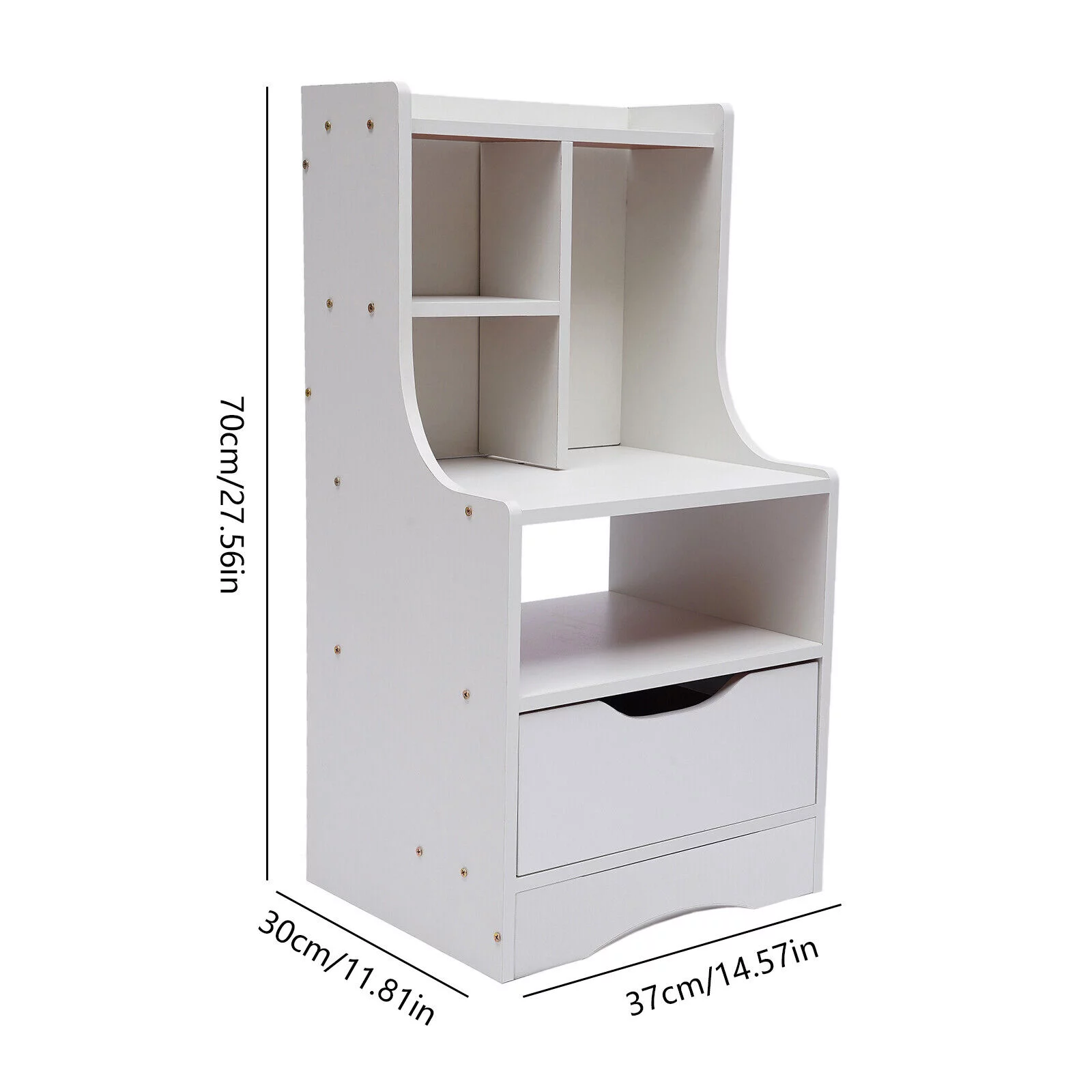 FETCOI Bedside End Table Cabinet Wooden Nightstand Bedroom Decor Storage Shelf W/Drawer