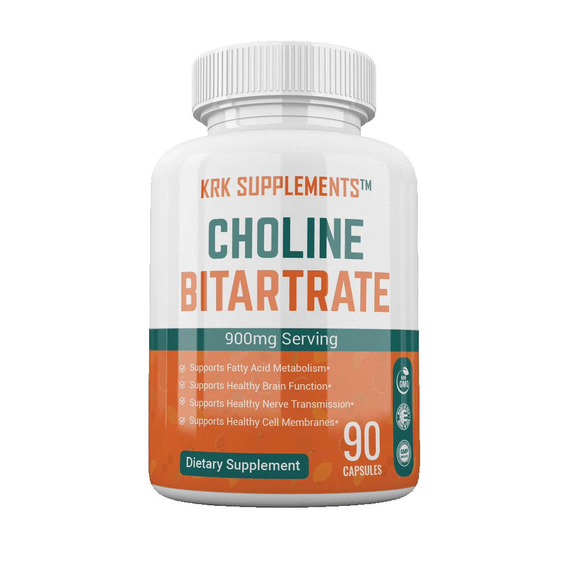 Choline Bitartrate 900mg per serving Brain Memory Booster Nootropic Fatty Liver 90 Capsules
