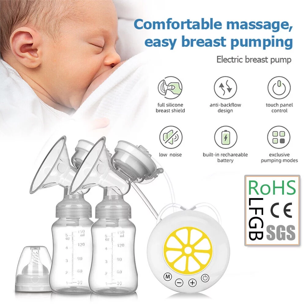 JLLOM Portable Electric Double Breast Pump: Efficient Milk Extraction with Adjustable Suction Levels and Lightweight Design