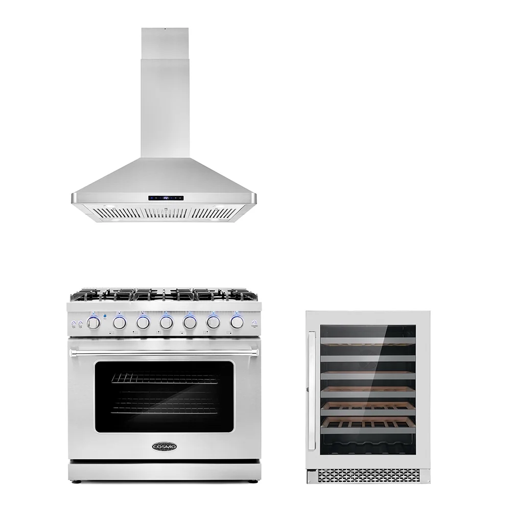 Cosmo 3 Piece Kitchen Appliance Packages with 36