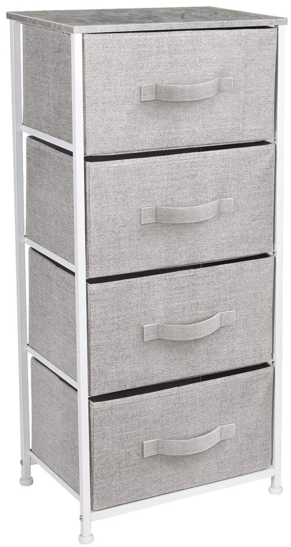 Sorbus 4-Drawer Nightstand - Storage Tower for Home, Bedroom, Office, Dorm - Grey Fabric Bins