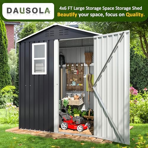 10x10 FT Outdoor Storage Shed, Metal Garden Tool Shed with Updated Frame Structure, Lockable Doors and Windows, Ideal for Backyard Garden Patio Lawn, Grey