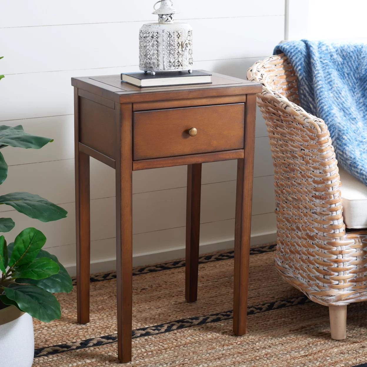SAFAVIEH Abel Nightstand With Storage Drawer Brown