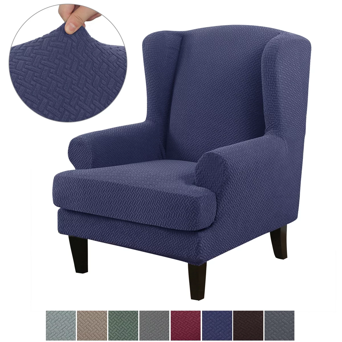 Jacquard Wingback Chair Covers, 2 Piece Stretch Chair Slipcovers Wing Chair Covers Furniture Covers for Wingback Chairs